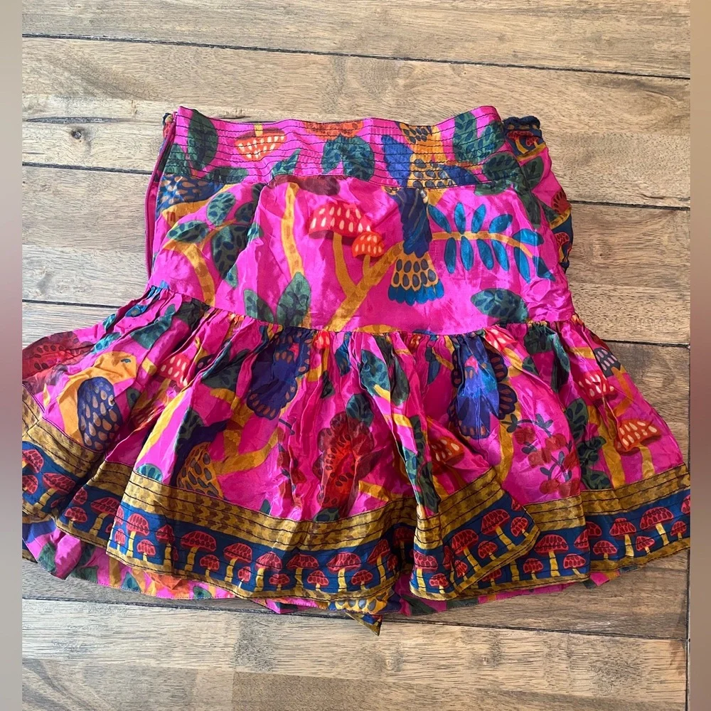 NWT Farm Rio Sweet Forest Pink Mushroom Mini Skirt - Size xsmall - Picture 5 of 7